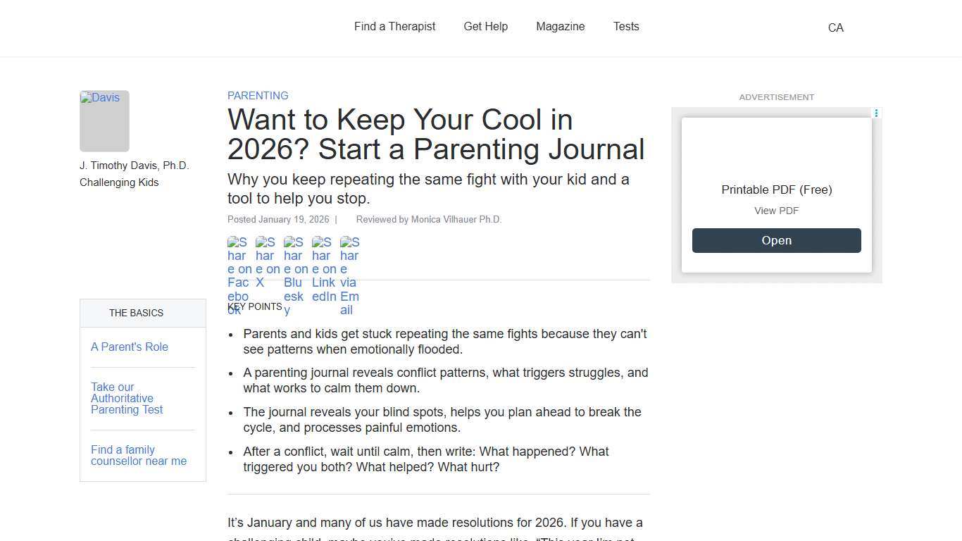 Want to Keep Your Cool in 2026? Start a Parenting Journal | Psychology Today Canada